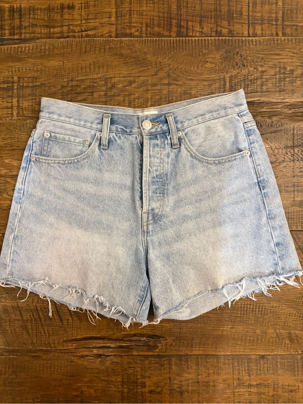 Z Supply Light Blue Raw Hem Denim Shorts